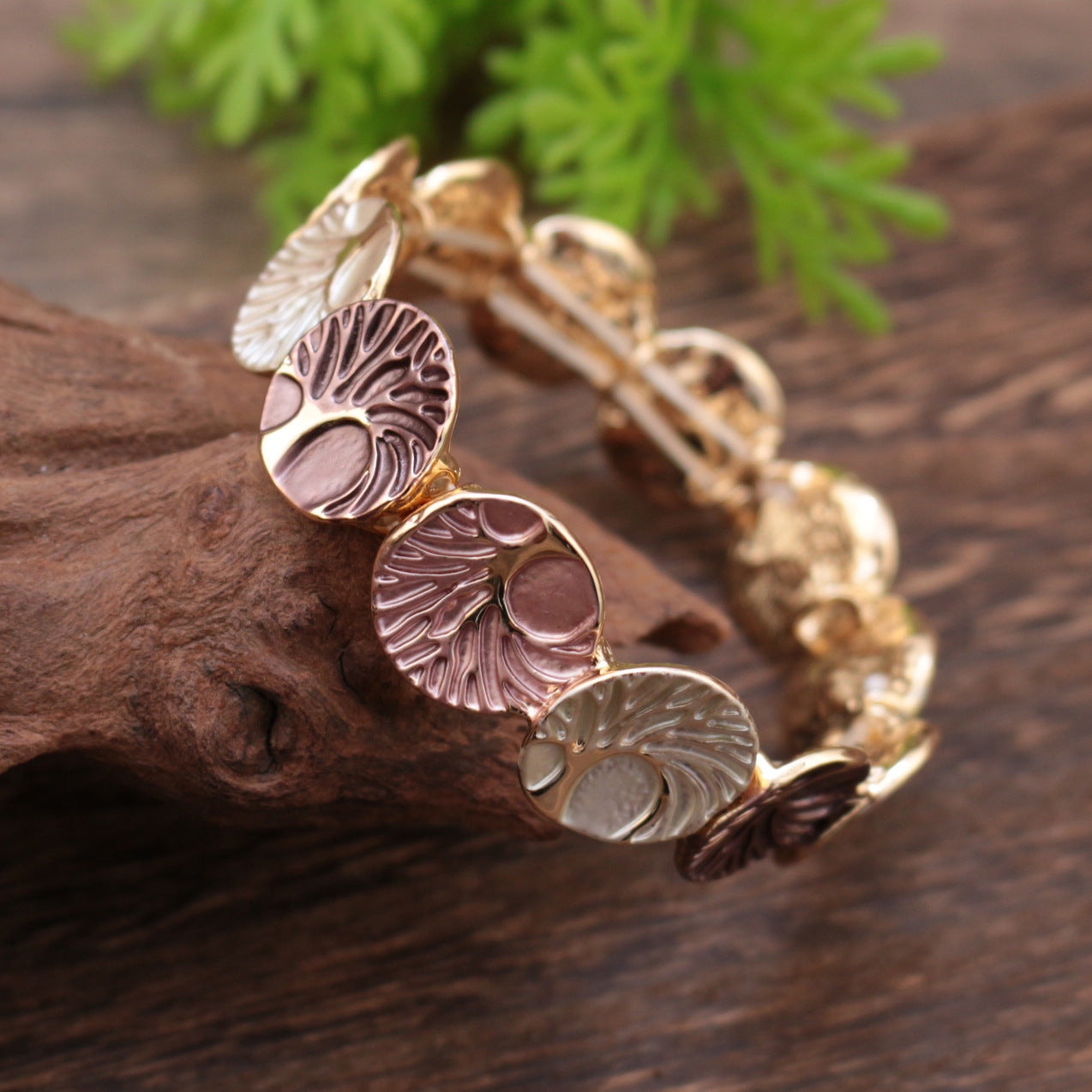 Delicated Enamel Round Artistic Floral Stretch Bracelet