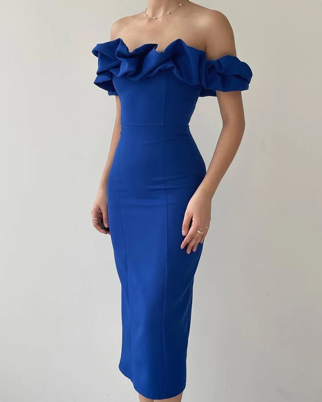 Royal Blue Strapless Off-The-Shoulder Prom Dress ZT0309