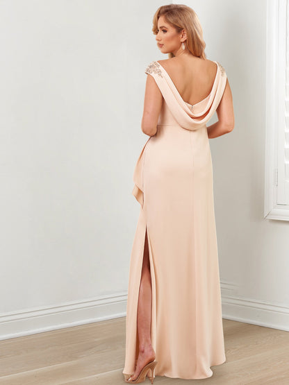 Sheath/Column V-Neck Floor-Length Mother of the Bride Dresses