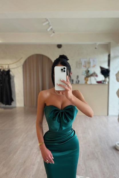 Dark Green Mermaid Strapless Prom Dress SO0001