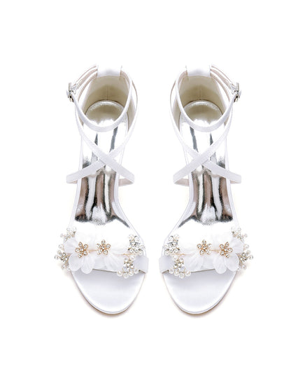 Women's Wedding Shoes Rhinestone High Heel Open Toe Bridal Shoes