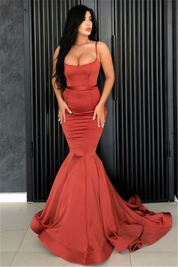 edgynewlook Burnt Orange Mermaid Prom Dress Long