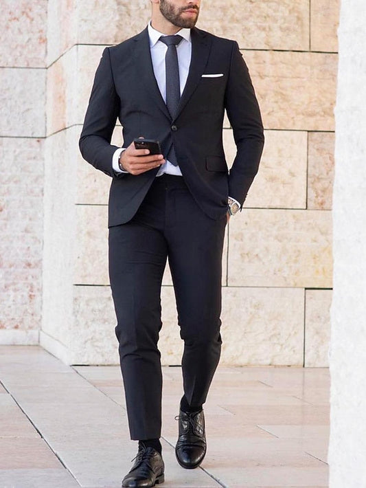 Men's Tailored Fit Single Breasted One-button 2 Pieces Fashion Wedding Suits