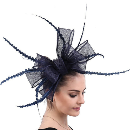 Elegant Net Saucer Hat Fascinator Hats Headpiece Flower Feather & Bowknot