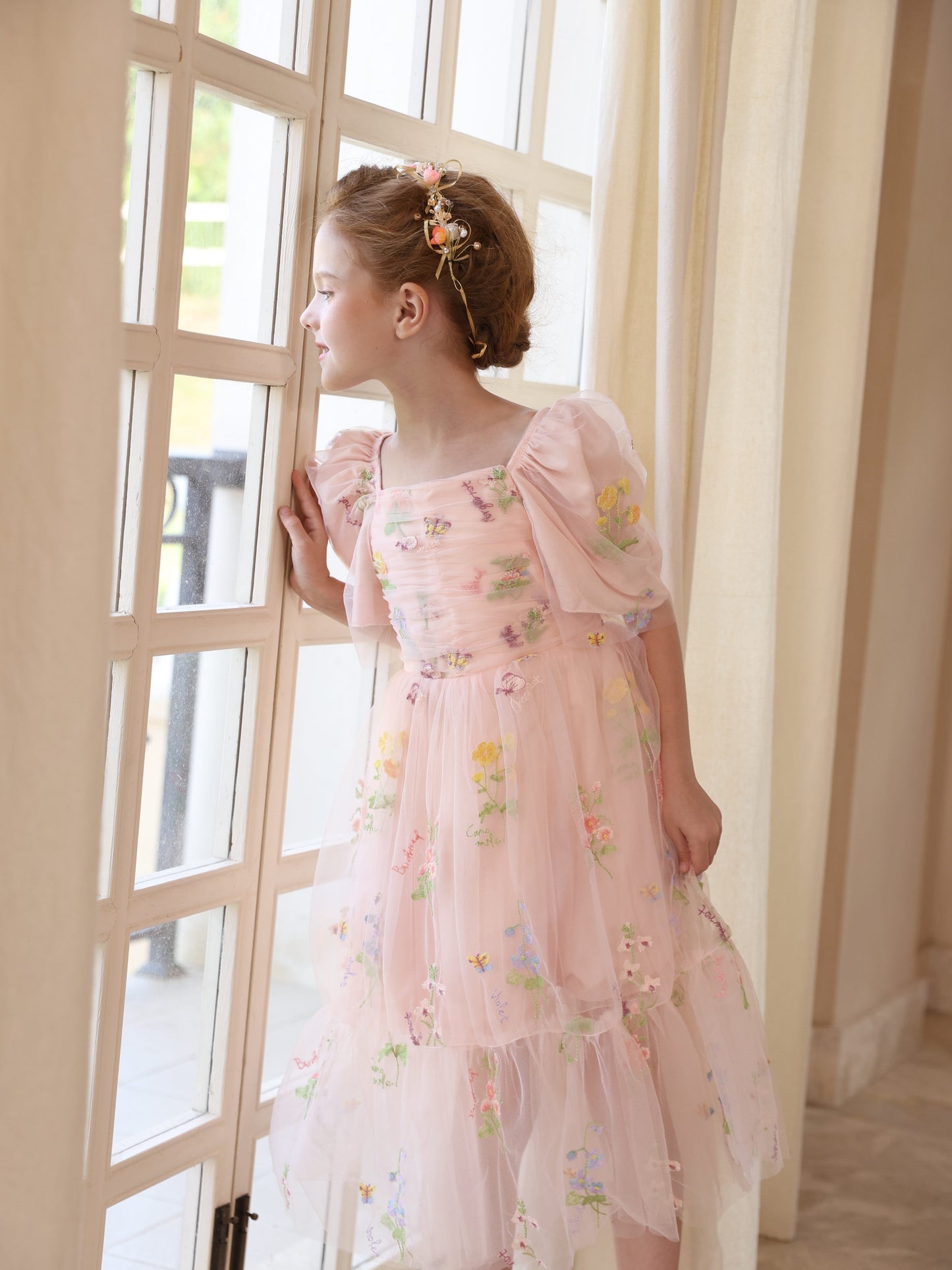 Ball-Gown Satin Tulle Scoop Sleeveless Floor-Length  Flower Girl Dresses With Flower