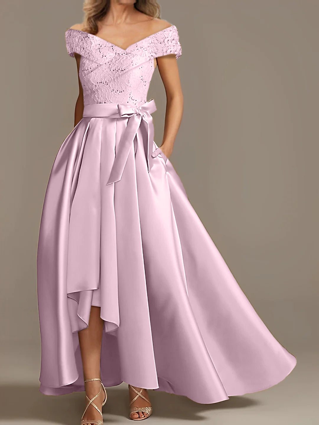 A-Line/Princess Off-the-Shoulder Asymmetrical Mother of the Bride Dresses with Ruffles