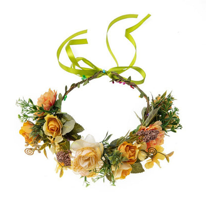 Forest Style Rose Garland Female Bohemian Simulated Fabric Grass Ring Creative Photo Garland Headdress