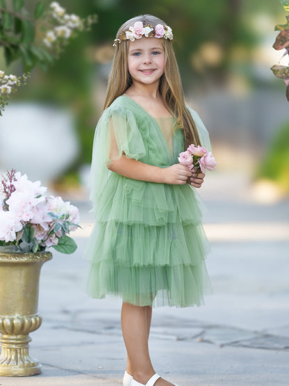 Enchanted Garden Fairy Elegant Tulle Toddler Flower Girl Dress