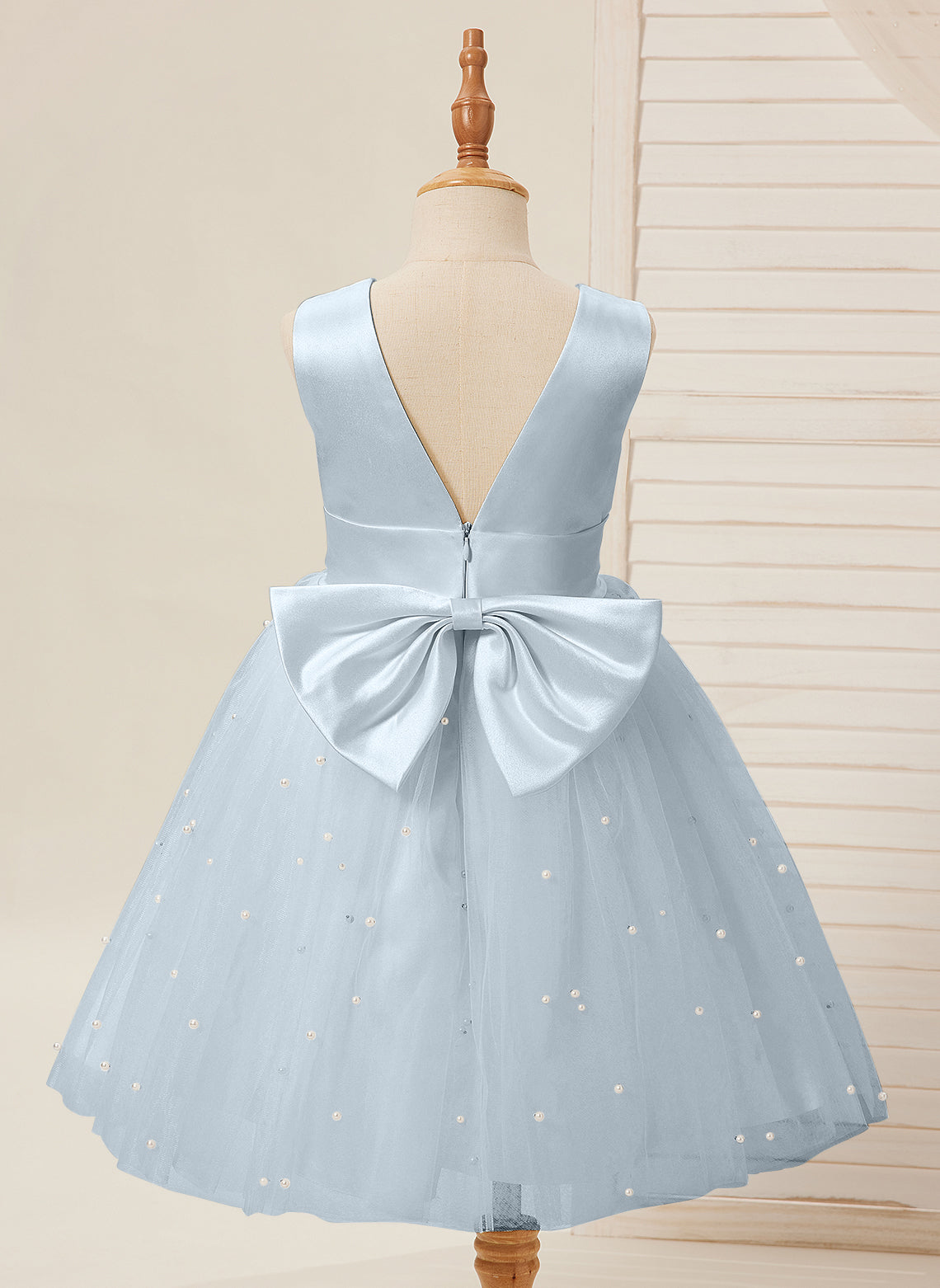 Ball-Gown/Princess Satin Tulle Knee-length Flower Girl Dress