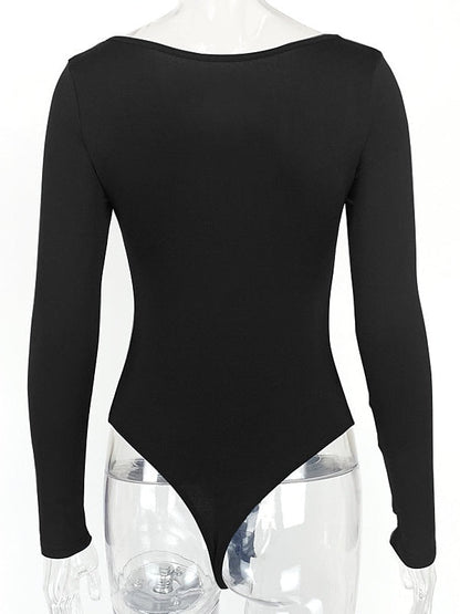 Women's Dancewear Latin Dance Leotard/Onesie Pure Color Women's Training Daily Wear Long Sleeve