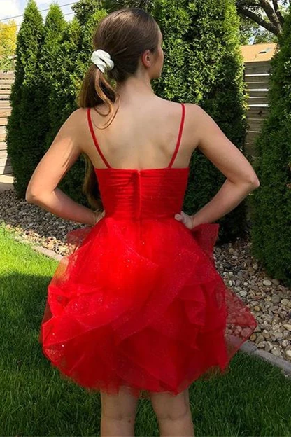 Princess Red A-line Ruffles Short Homecoming Dress  gh1512