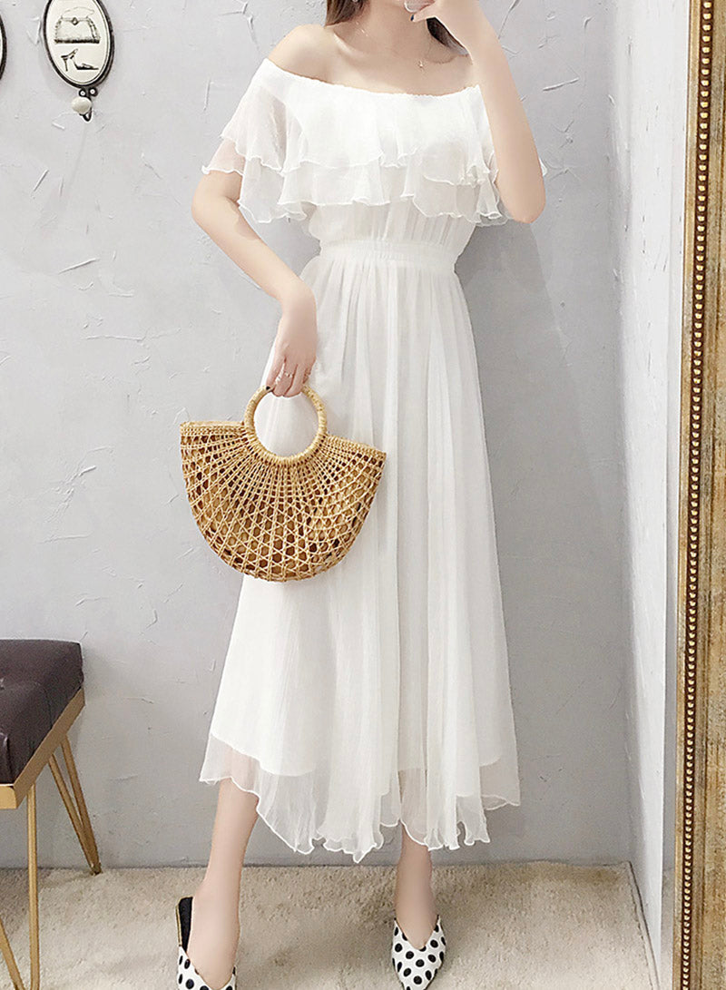 White chiffon summer dress fashion girl dress  1111