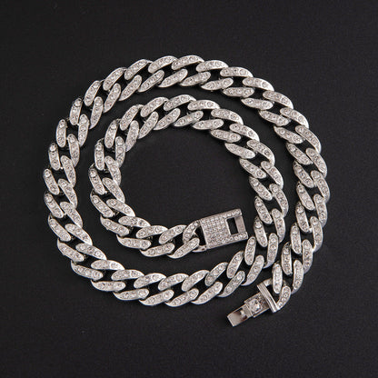 Men's Cool High End White Rhinestone Alloy Cuban Chain Necklace