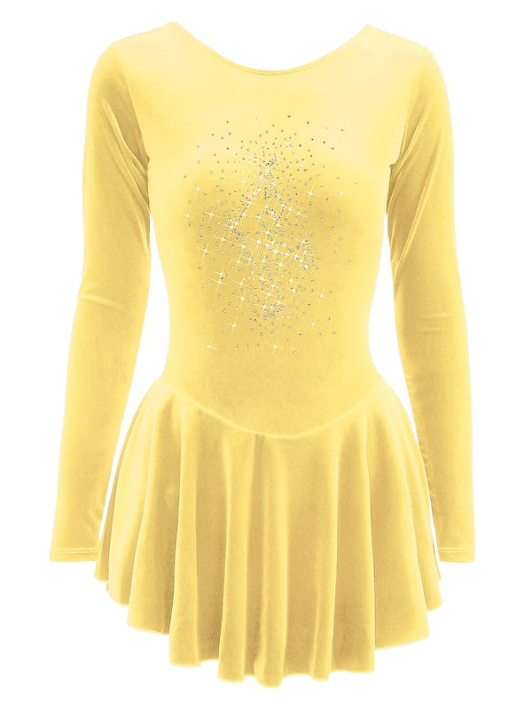 Figure Skating Dress Women's Girls' Dancewear Velvet Long Sleeve Ice Skating Dress