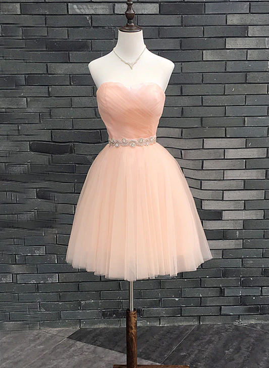 Lovely Handmade Pearl Pink Homecoming Dress, Lace-Up Short Prom Dress  gh503