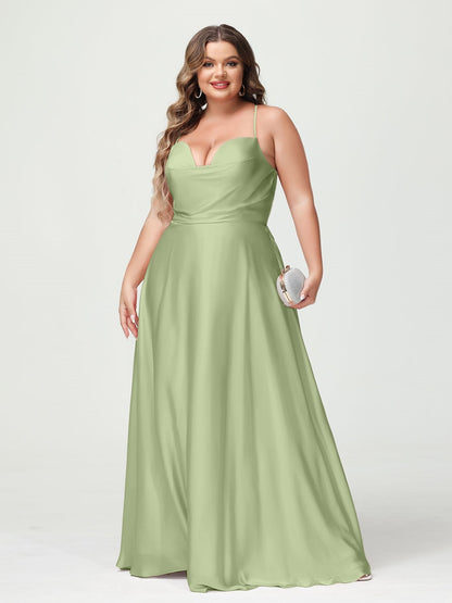 A-Line/Princess Spaghetti Straps Sleeveless Plus Size Bridesmaid Dresses