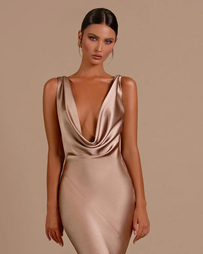 Elegant Champagne Sliming Prom Dress Long Mermaid Dress YB0045