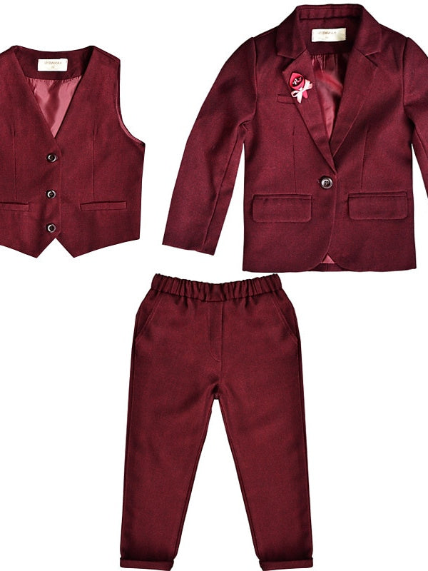 Boys Suit & Blazer Clothing Set 3 Pieces Tank Pants Long Sleeves Wedding Suit Sets