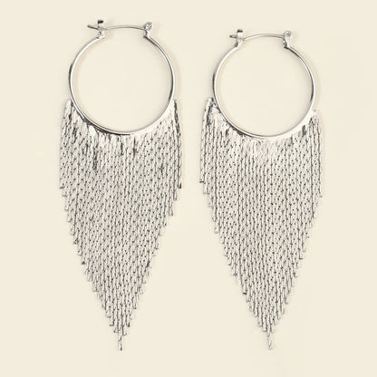 Casual Exaggerated Silver Tassel Minimalist Earrings