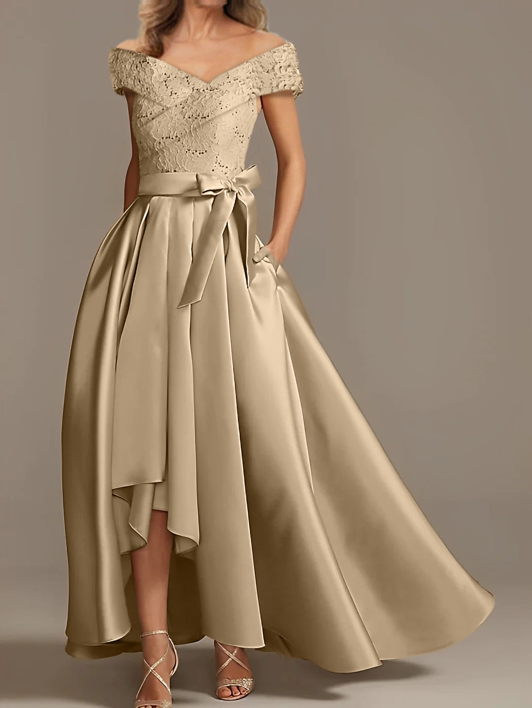 A-Line/Princess Off-the-Shoulder Asymmetrical Mother of the Bride Dresses with Ruffles