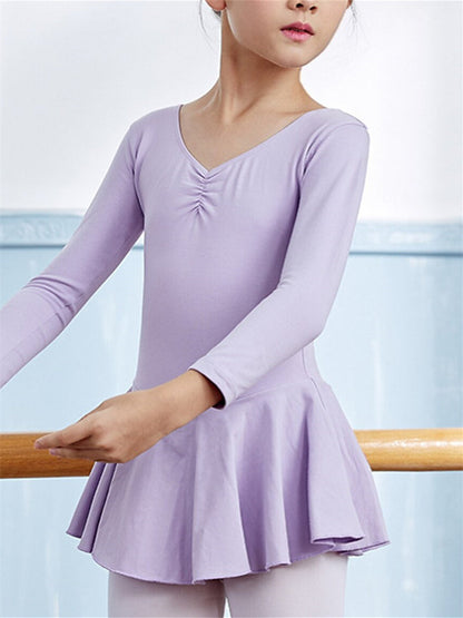 Kids' Dancewear Ballet Dress Splicing Long Sleeve Cotton Blend Girls' Performance Training