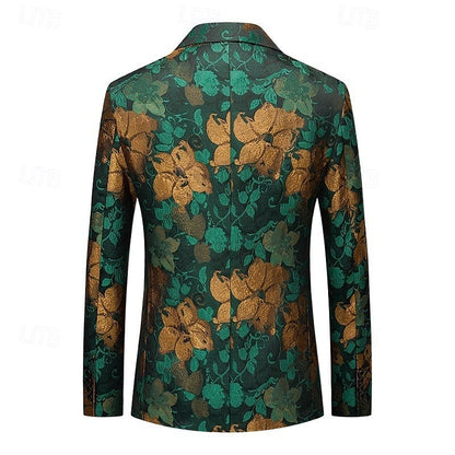 Men's Tailored Fit Single Breasted 2 Pieces Print Floral Blazer Wedding Suits