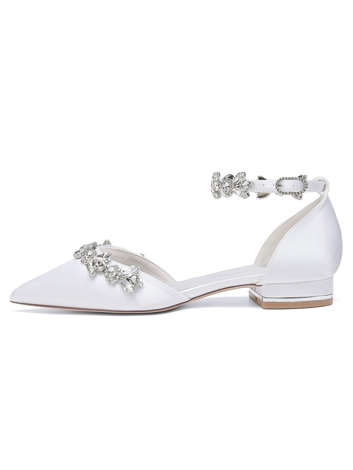 Women's Rhinestone Low Heel Pointed Toe Bridesmaid Shoes