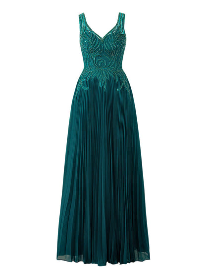 Abigail Dark Green | A-line V-neck Chiffon Prom Dress