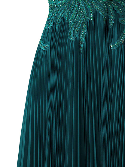 Abigail Dark Green | A-line V-neck Chiffon Prom Dress