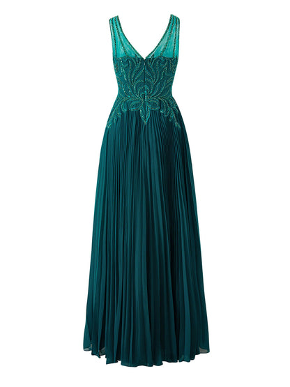 Abigail Dark Green | A-line V-neck Chiffon Prom Dress