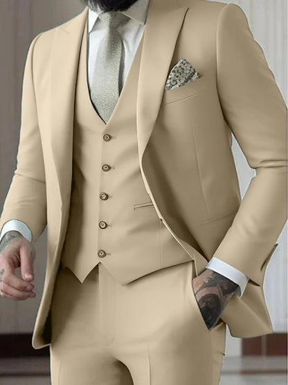 Men's Tailored Fit Single Breasted One-button 3 Pieces Wedding Suits