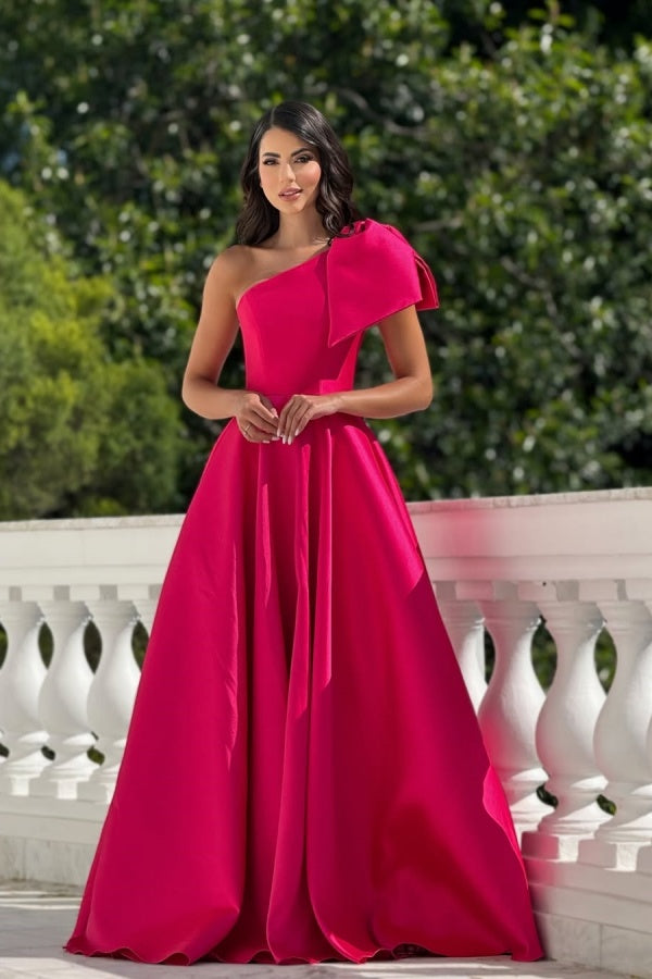 Fuchsia One-Shoulder Elegant Prom Dress ZT0458