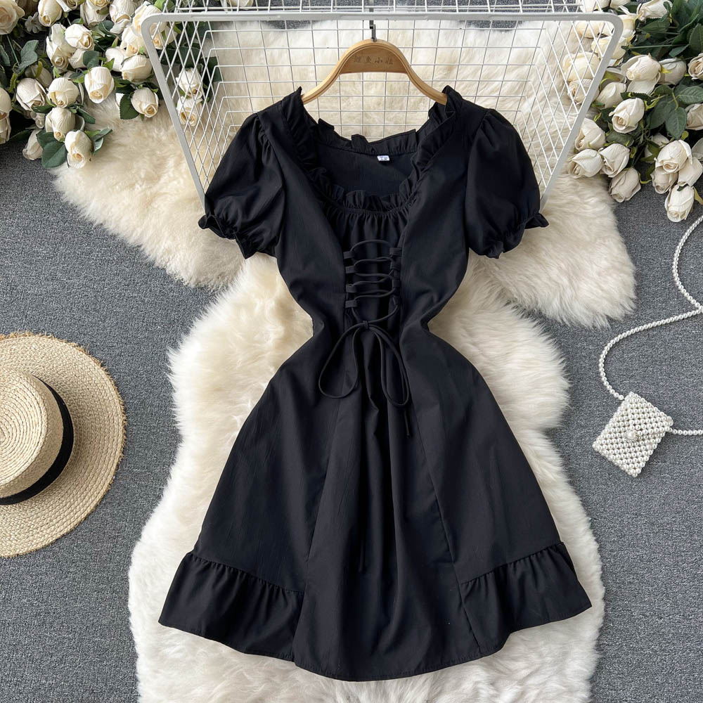 Cute A Line Lace Up Dress Fashion Girl Dress  10664