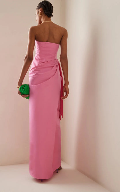 Elegant Pink Strapless Prom Dress Long Sliming Dress HT0021