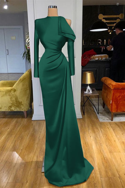 Champagne High Neck Long Sleeves Prom Dress Mermaid ED0014