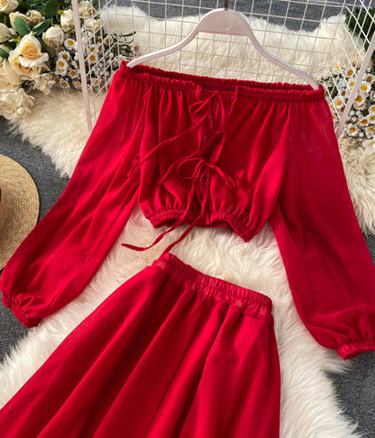 Fashion girl dress two pieces long sleeve dress  1240