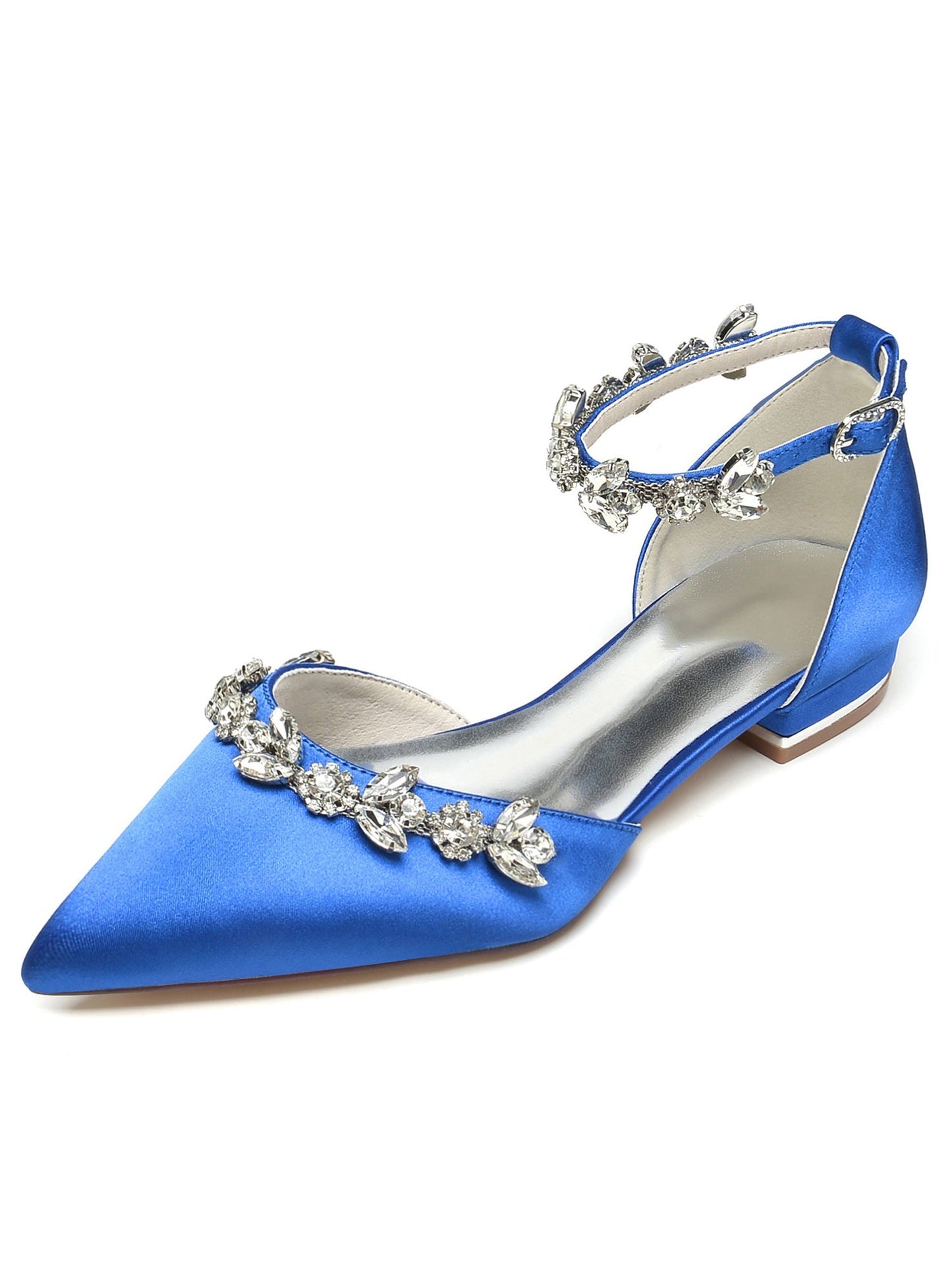 Women's Rhinestone Low Heel Pointed Toe Bridesmaid Shoes