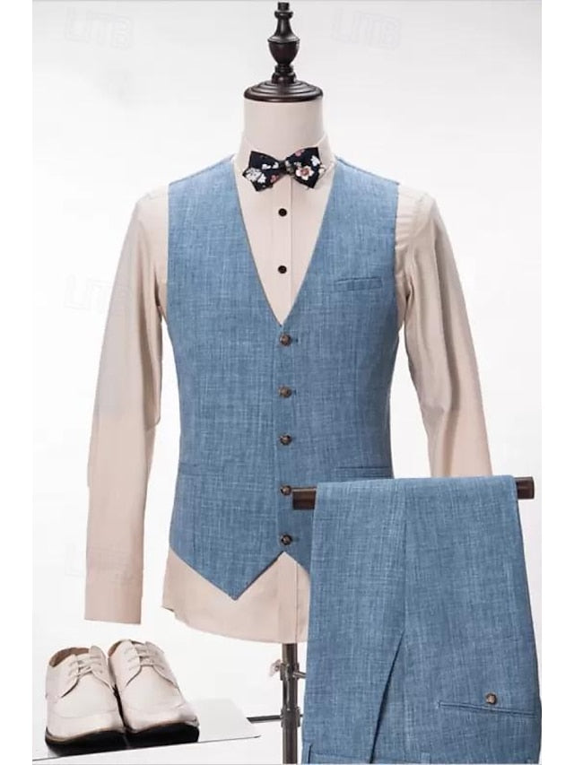 Men's Tailored Fit Single Breasted One-button 3 Pieces Wedding Suits