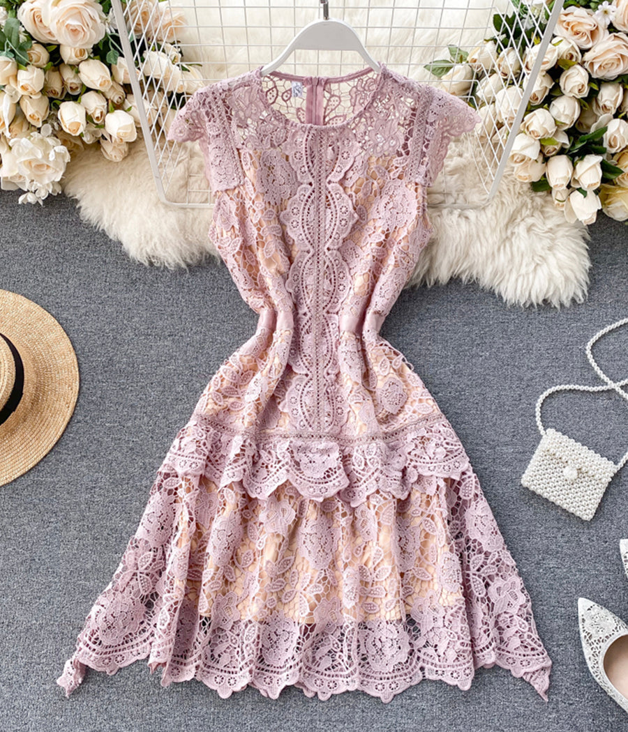 Cute lace short dress fashion girl dress  1180