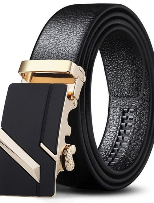 Men's Ratchet Black PU Leather Daily Wear Belt