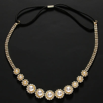 Minimalist Round Rhinestone Pearl Adjustable Hairband