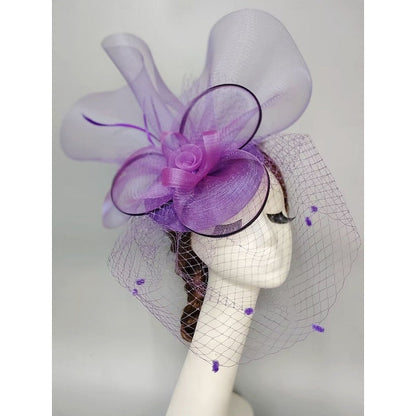 Noble Fascinators Net Wedding Horse Race Hats Flower Headpiece & Knot Bow