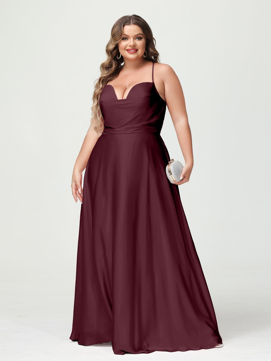 A-Line/Princess Spaghetti Straps Sleeveless Plus Size Bridesmaid Dresses