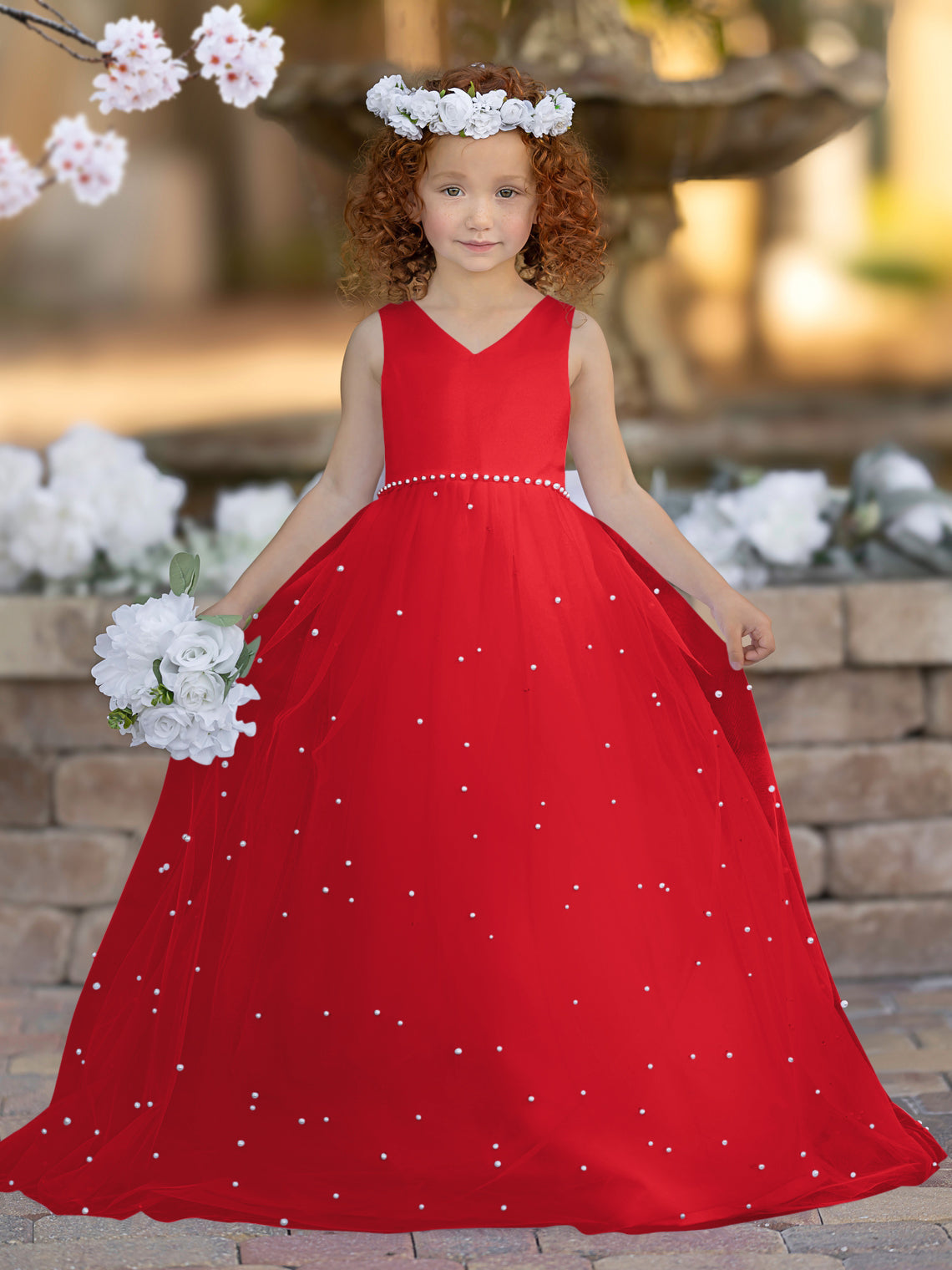 Elegant Princess Ball Gown Satin & Tulle Flower Girl Dress