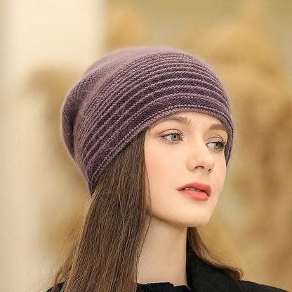 Women's Slouchy Portable Windproof Comfort Outdoor Home Daily Knit Stripe Letter Hat