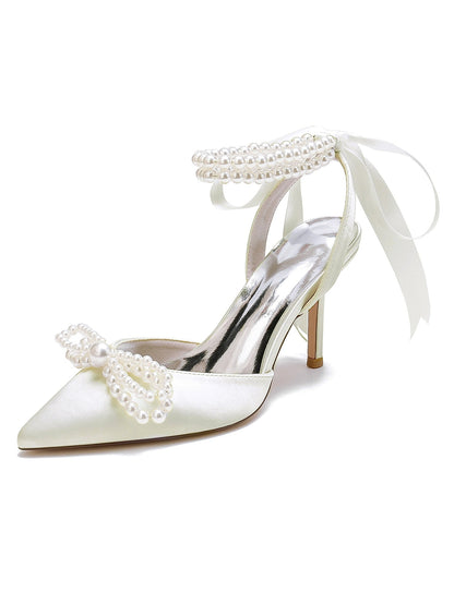 Women's Wedding Shoes Beadings High Heel Pointed Toe Bridal Shoes