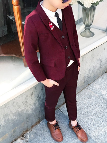 Boys Suit & Blazer Clothing Set 3 Pieces Tank Pants Long Sleeves Wedding Suit Sets