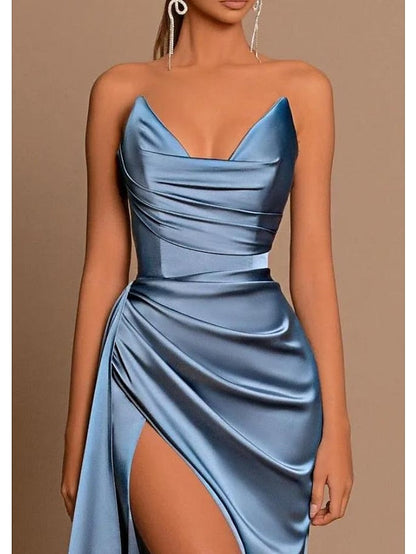 Sheath/Column Strapless Floor-length Prom Dresses