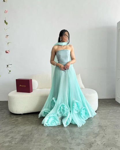 Stunning Mint Green Pleated Strapless Prom Dress ZT0624