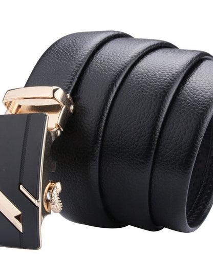 Men's Ratchet Black PU Leather Daily Wear Belt